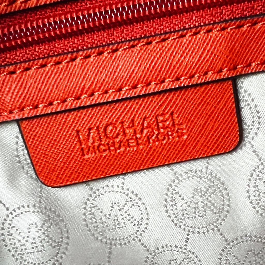 Michael Kors Orange Saffiano Leather Front Logo 2 Way Shoulder Bag Like New