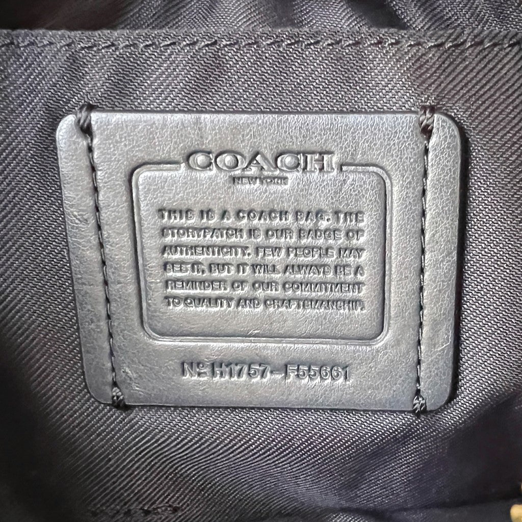 Coach Black Leather Front Logo Ring Detail Crossbody Shoulder Bag Excellent
