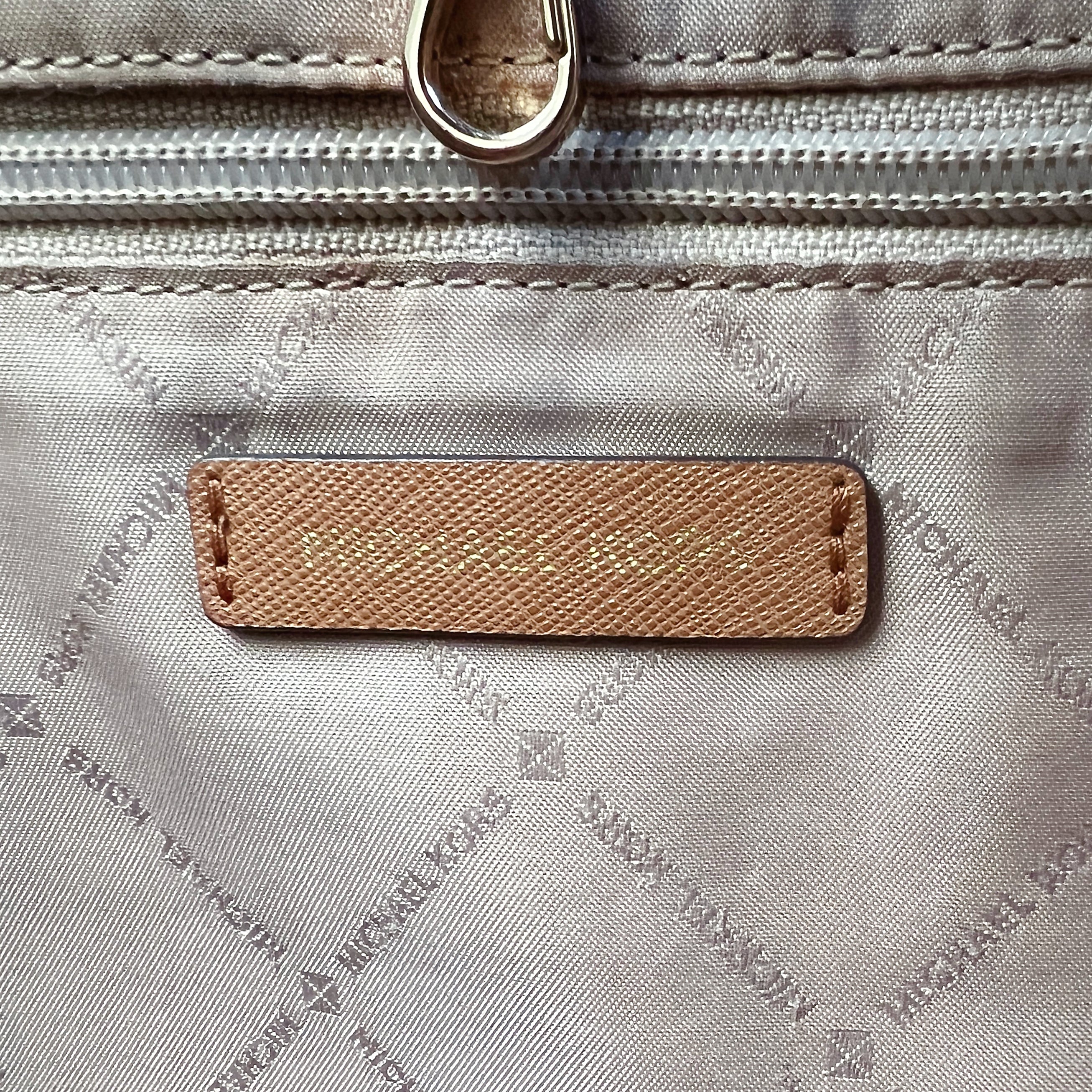 Michael Kors Caramel Leather Monogram MK Charm Shoulder Bag Excellent