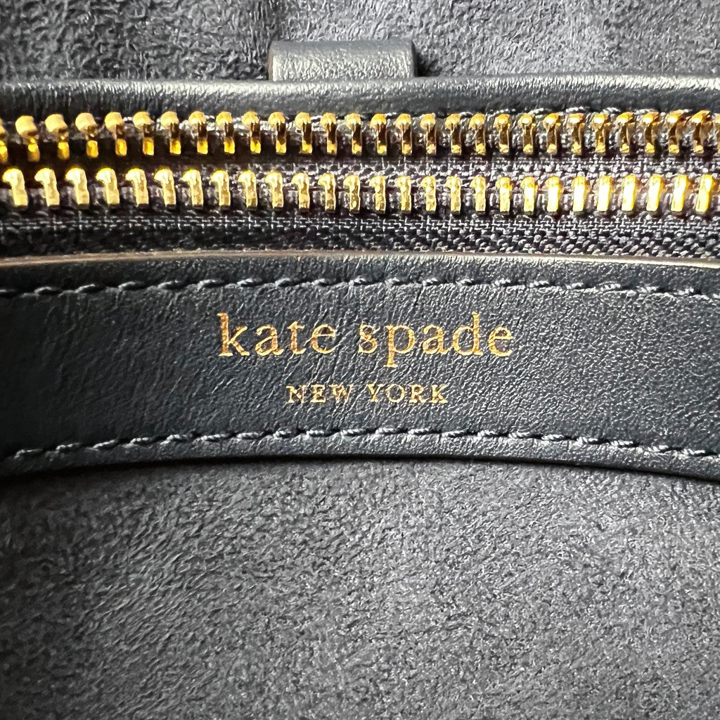 Kate Spade Grey Leather Heart Buckle Triple Compartment 2 Way Shoulder Bag Like New