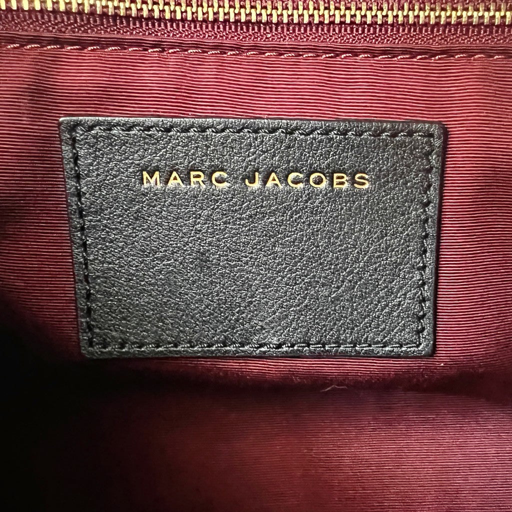 Marc Jacobs Black Leather Front Logo 2 Way Shoulder Bag Excellent
