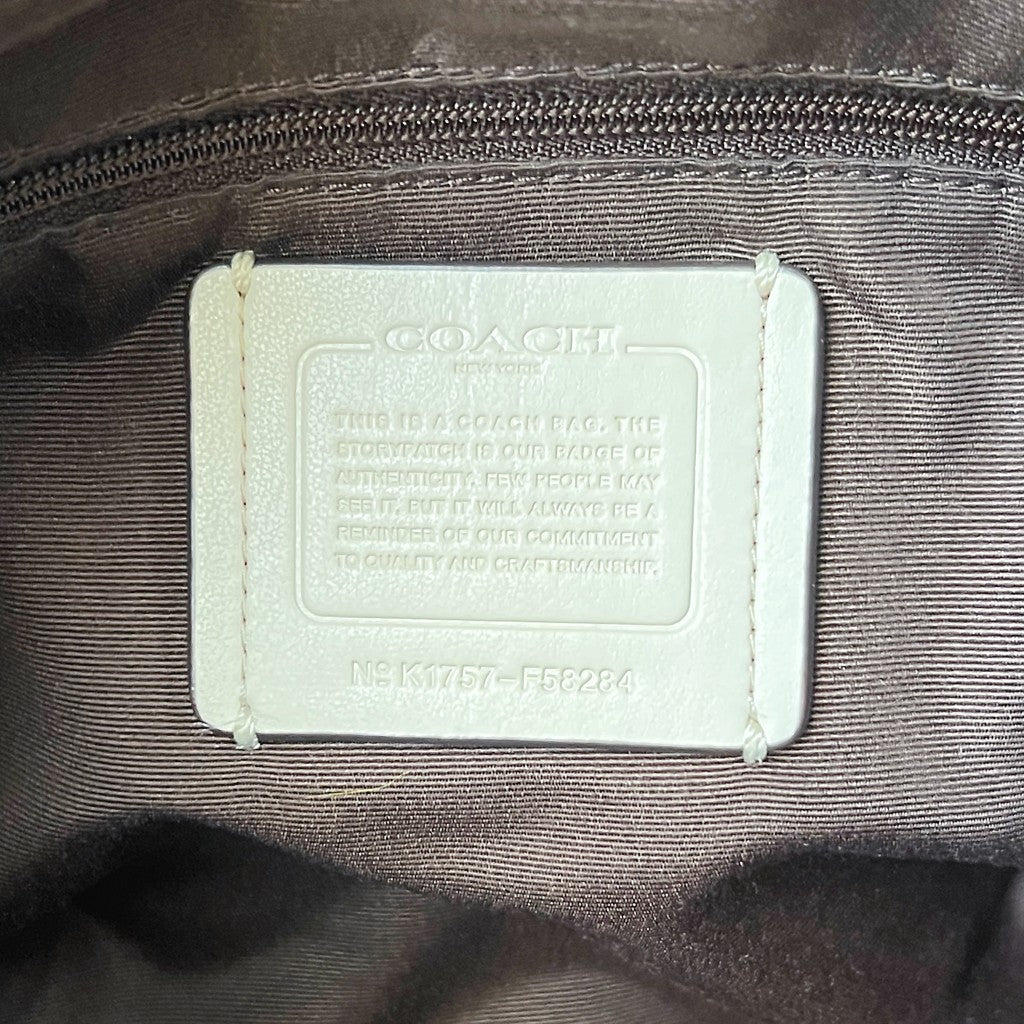 Coach Creamy Leather Monogram Slouchy Shoulder Bag Excellent