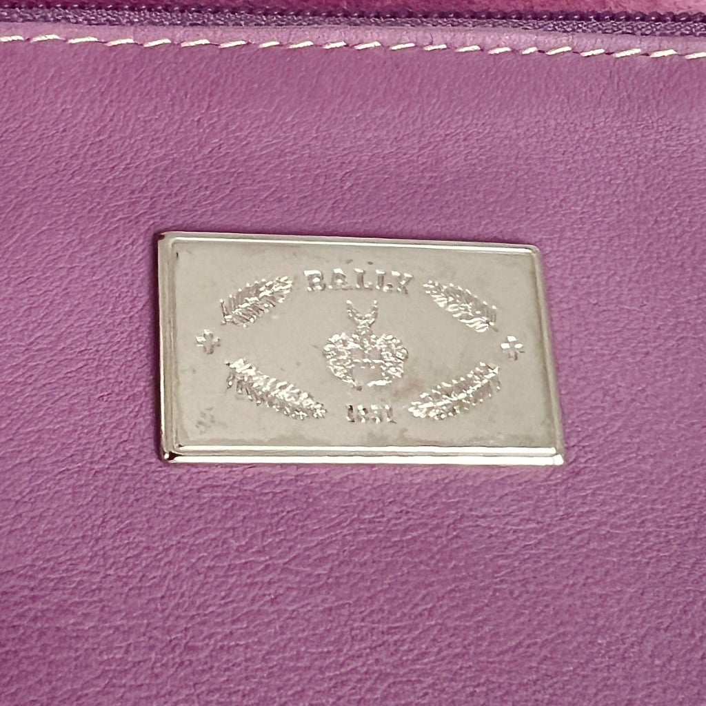 Bally Lavender Suede Pon Pon Detail Slouchy Shoulder Bag + Pouch