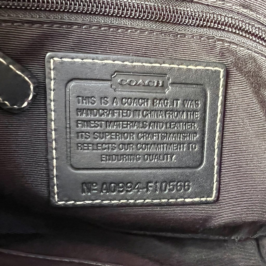 Coach Black Leather Monogram Scarf Detail Crossbody Shoulder Bag Excellent