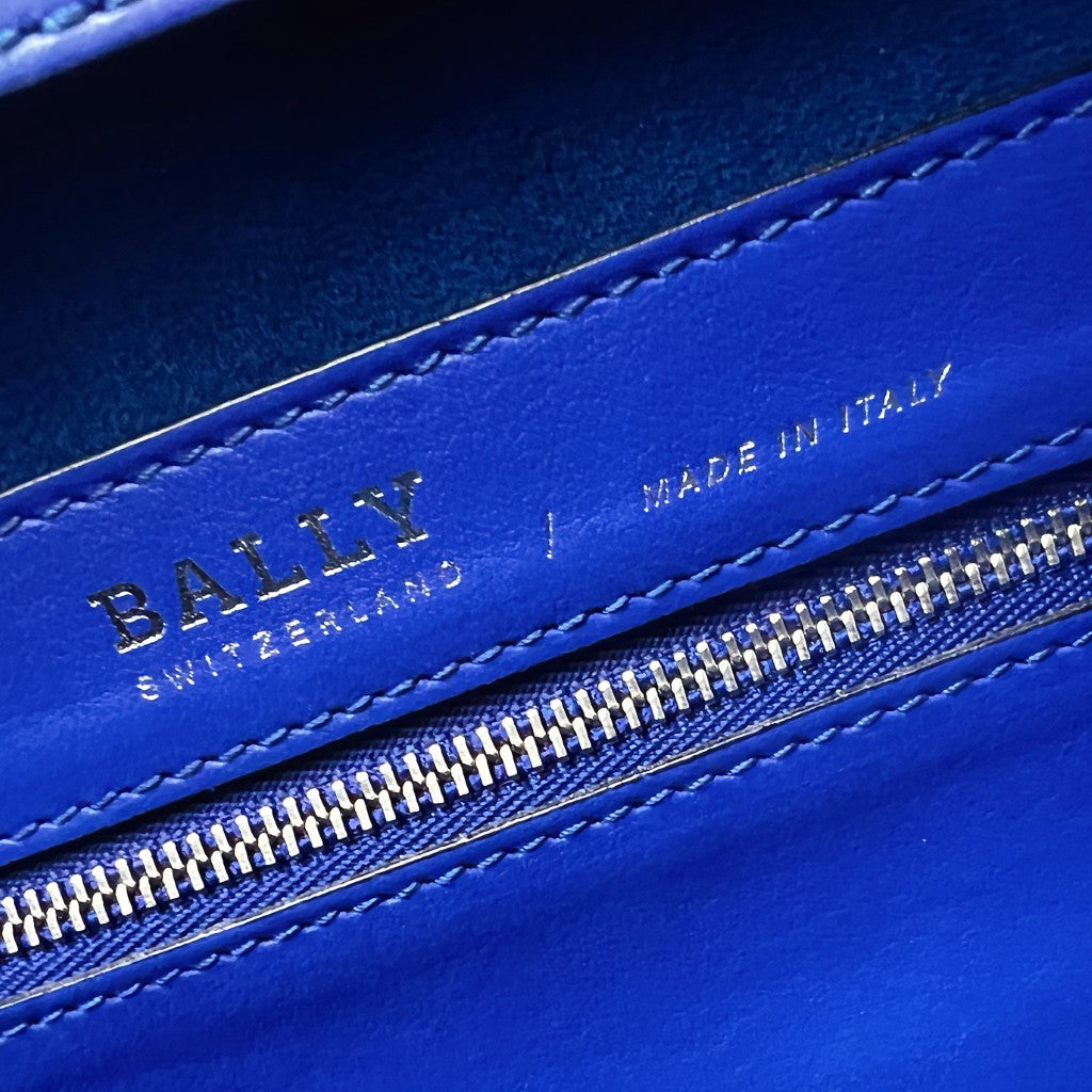 Bally Blue Leather Canvas Signature Sommet Tote Bag Like New