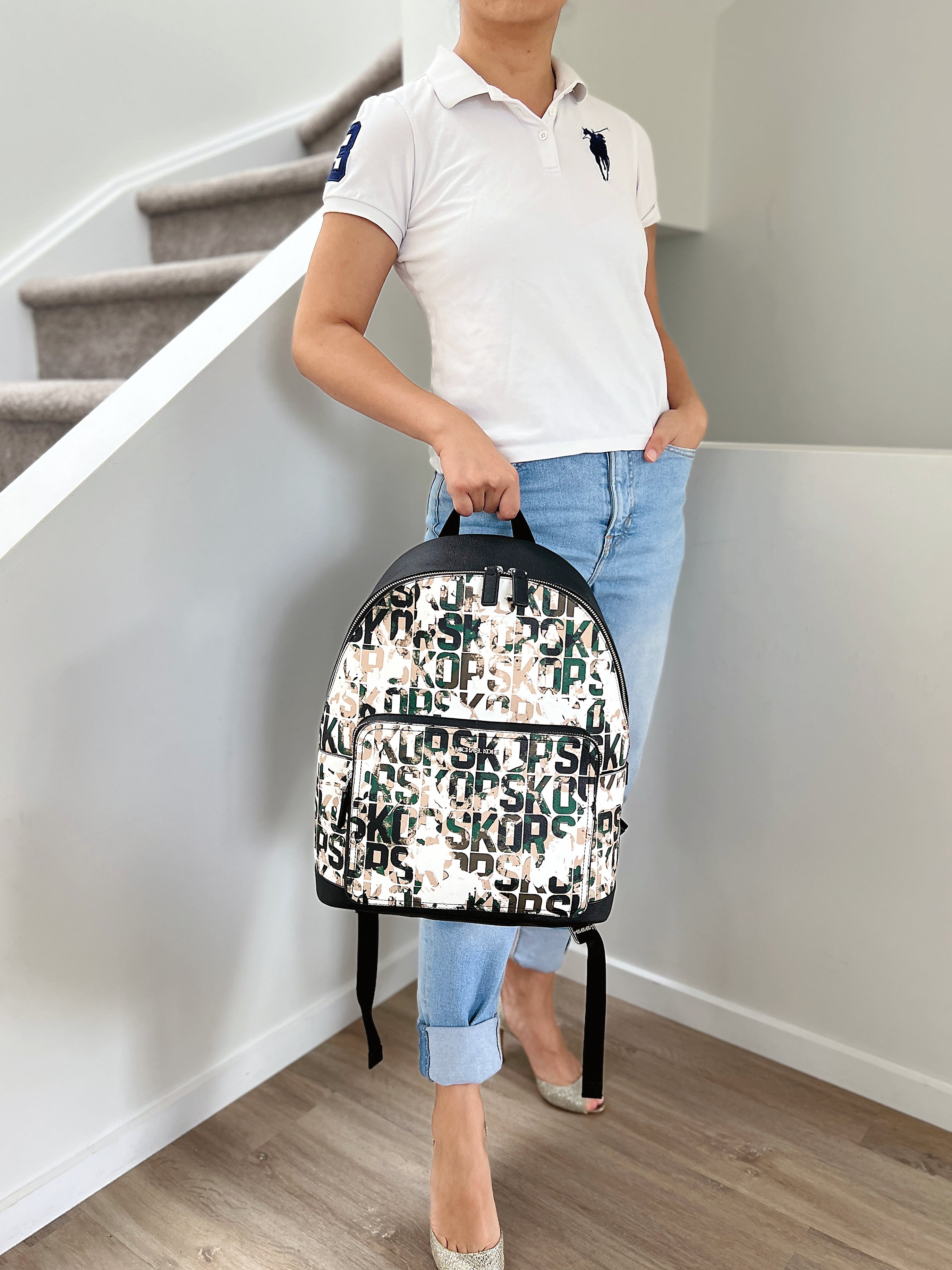 Michael Kors Saffiano Leather MK Pattern Large Backpack Like New