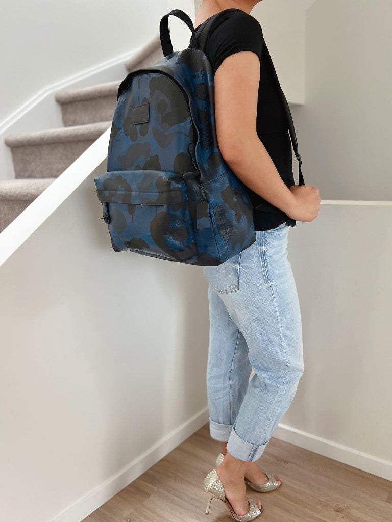 Coach Camo Print Front Logo Unisex Large Backpack
