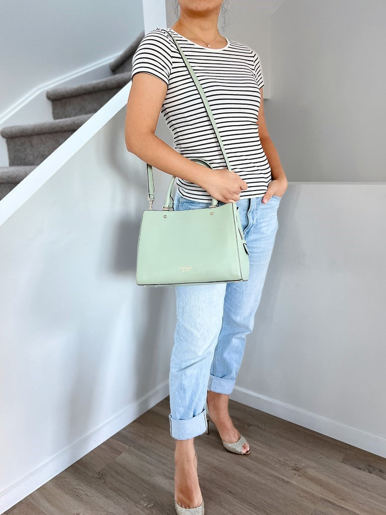 Kate Spade Mint Leather Triple Compartment 2 Way Shoulder Bag Like New
