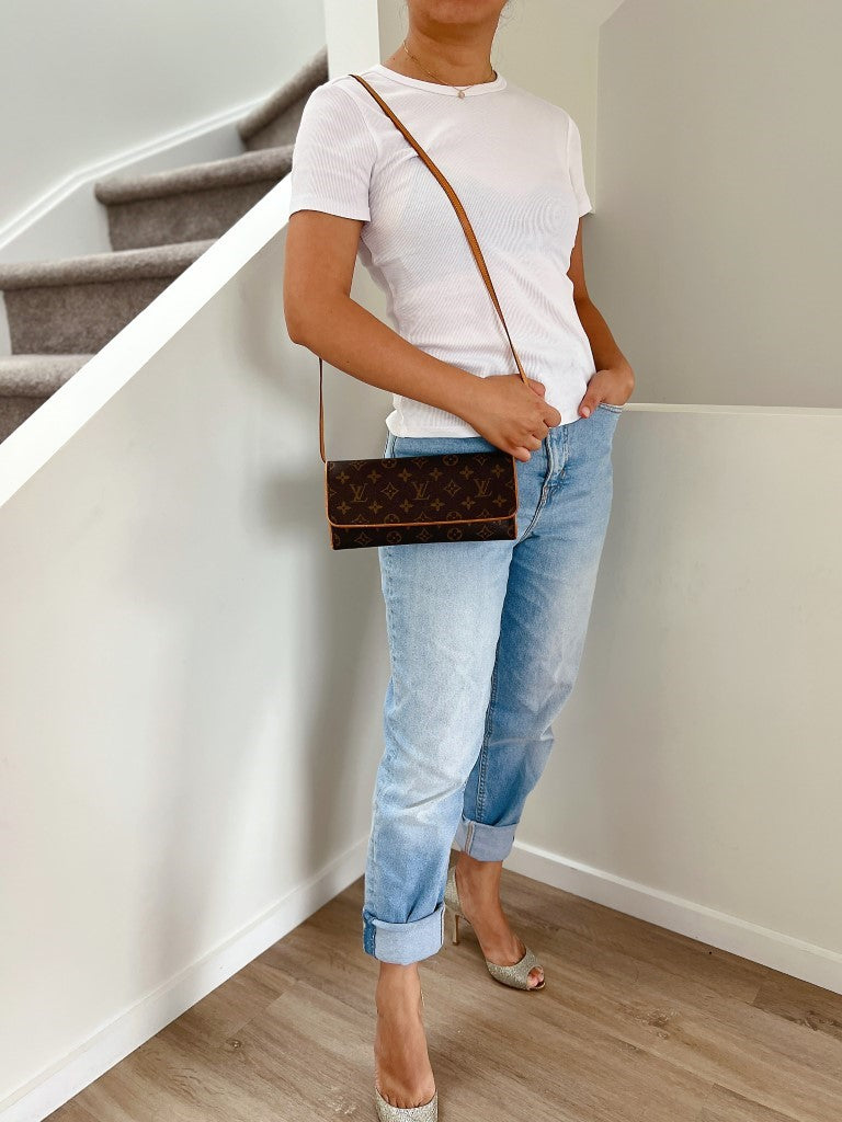 Louis Vuitton Signature Monogram Pochette Twin GM Shoulder Bag Excellent