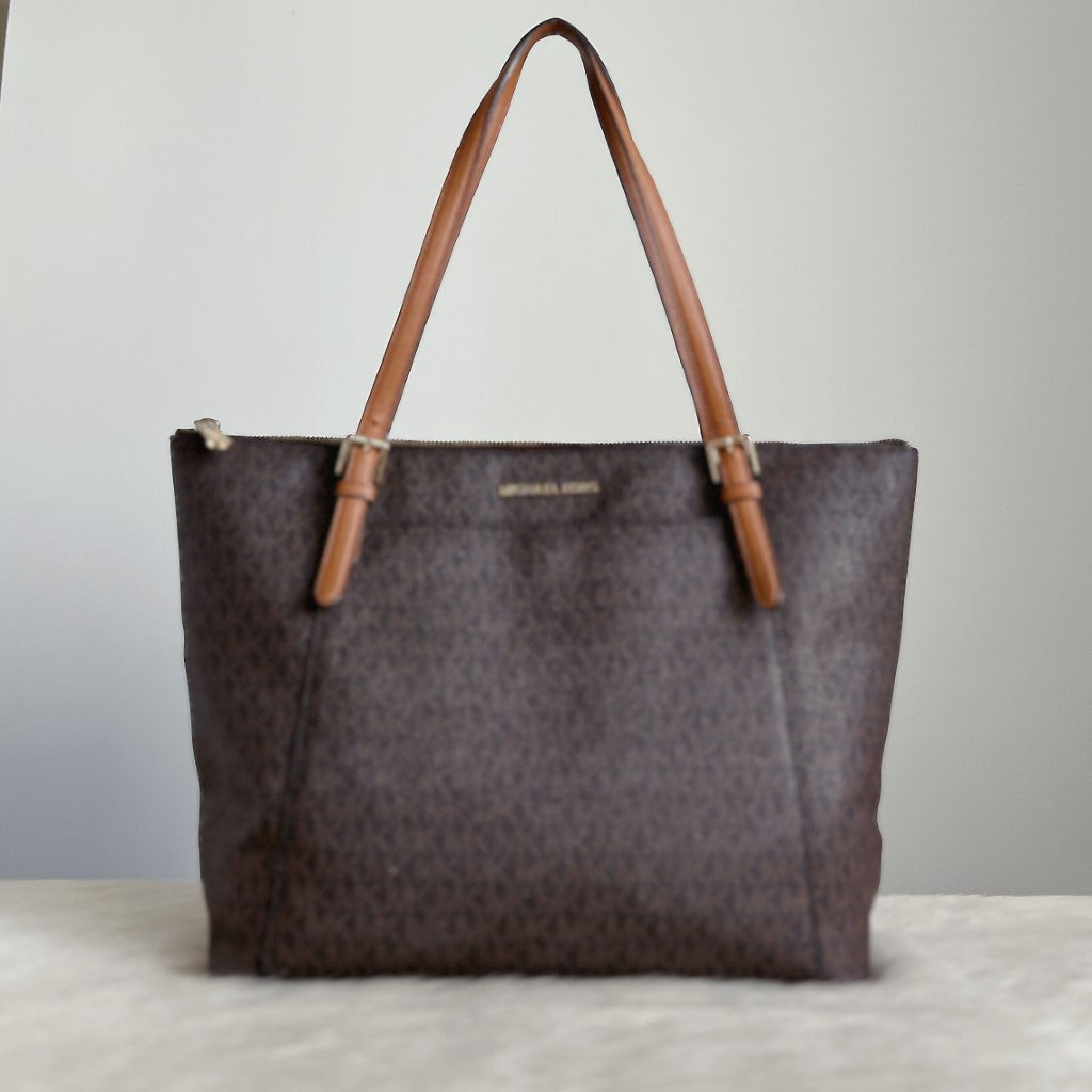 Michael Kors Caramel Leather Monogram Shoulder Bag