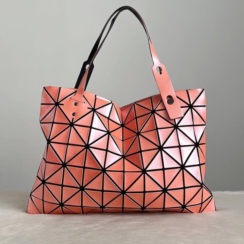Issey Miyake Metallic Pink Geometric Panels Large Shoulder Bag