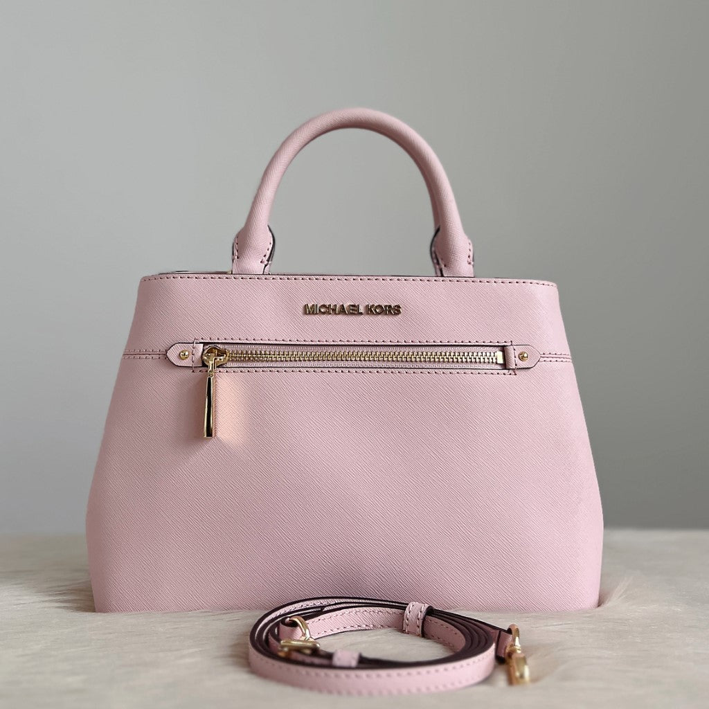 Michael Kors Pink Saffiano Leather Triple Compartment 2 Way Shoulder Bag Excellent