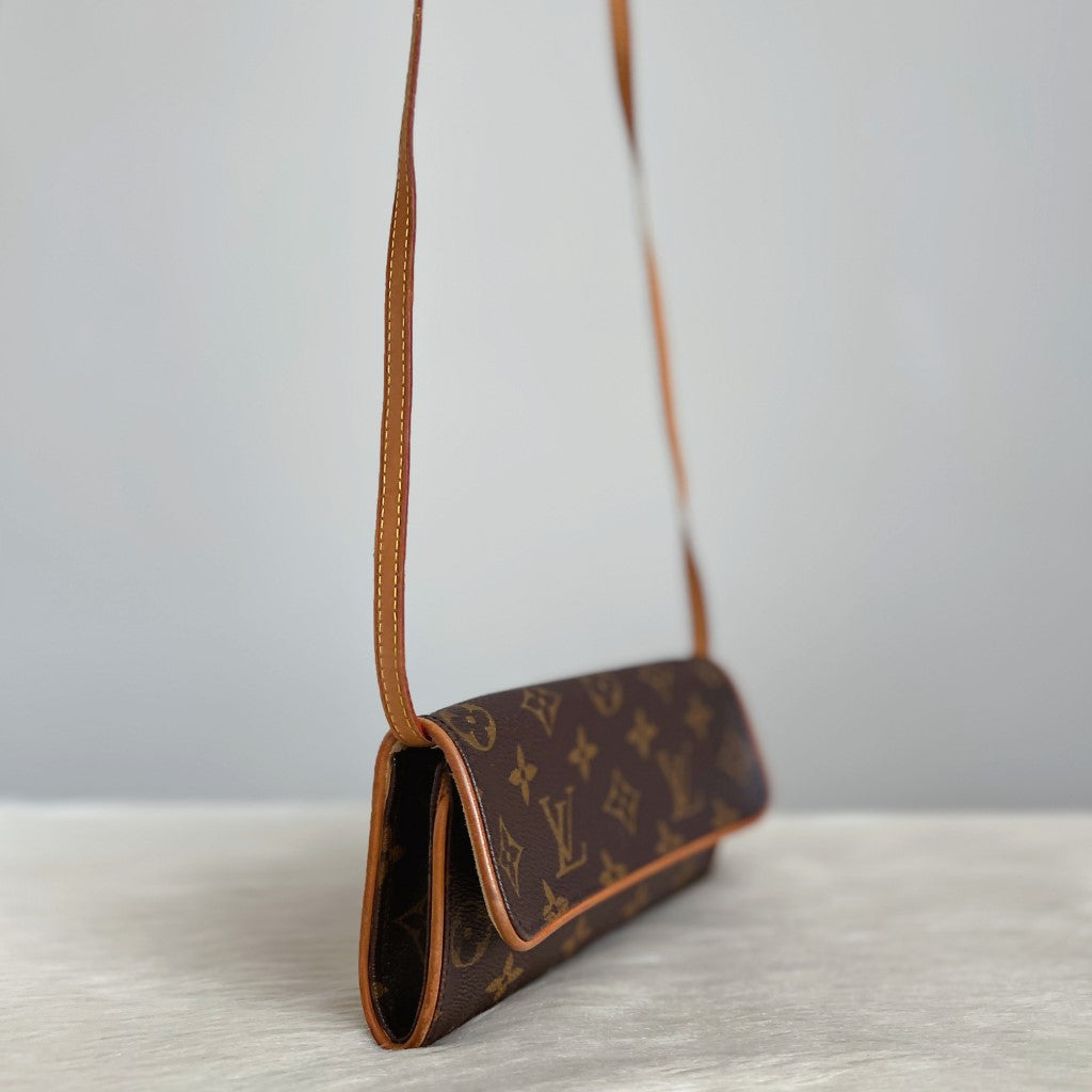 Louis Vuitton Signature Monogram Pochette Twin PM Mini Shoulder Bag