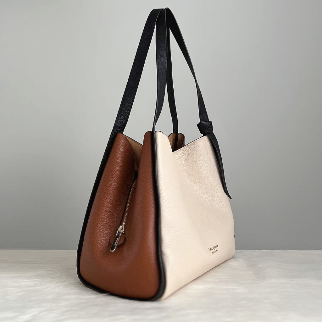 Kate Spade Tri-Tone Leather Triple Compartment Shoulder Bag Like New