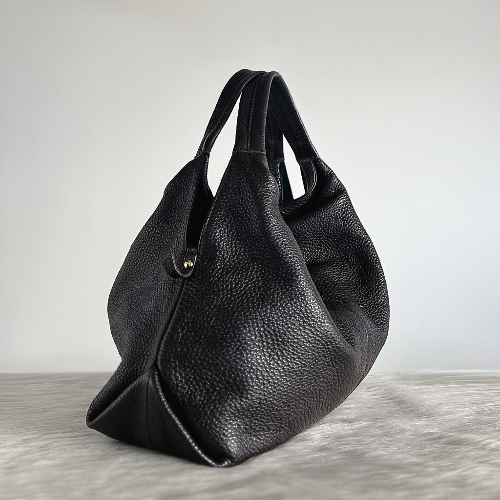 Furla Black Leather Side Zip Detail Slouchy 2 Way Shoulder Bag Excellent