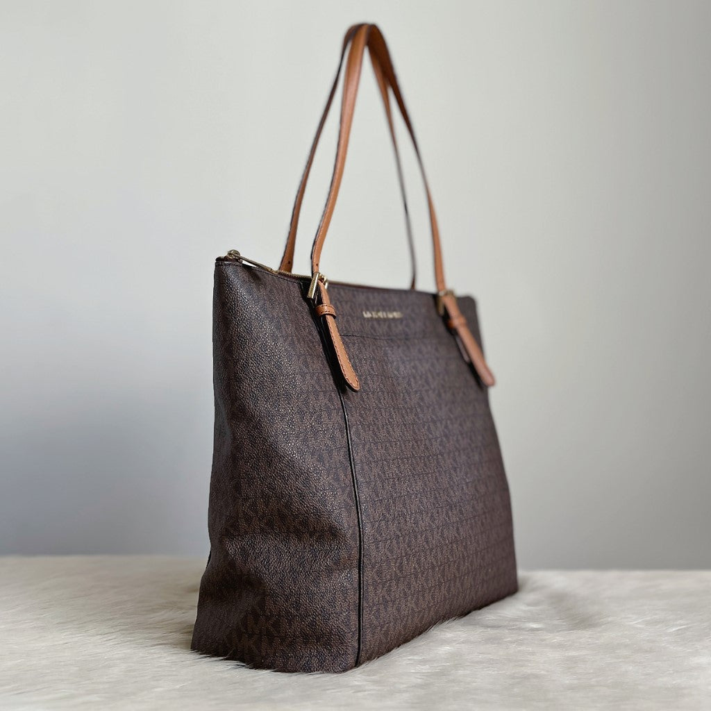Michael Kors Caramel Leather Monogram Shoulder Bag
