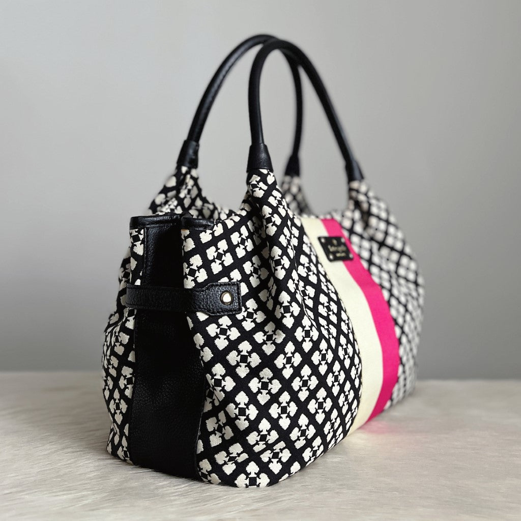 Kate Spade Black Leather Colour Block Carryall Shoulder Bag Excellent