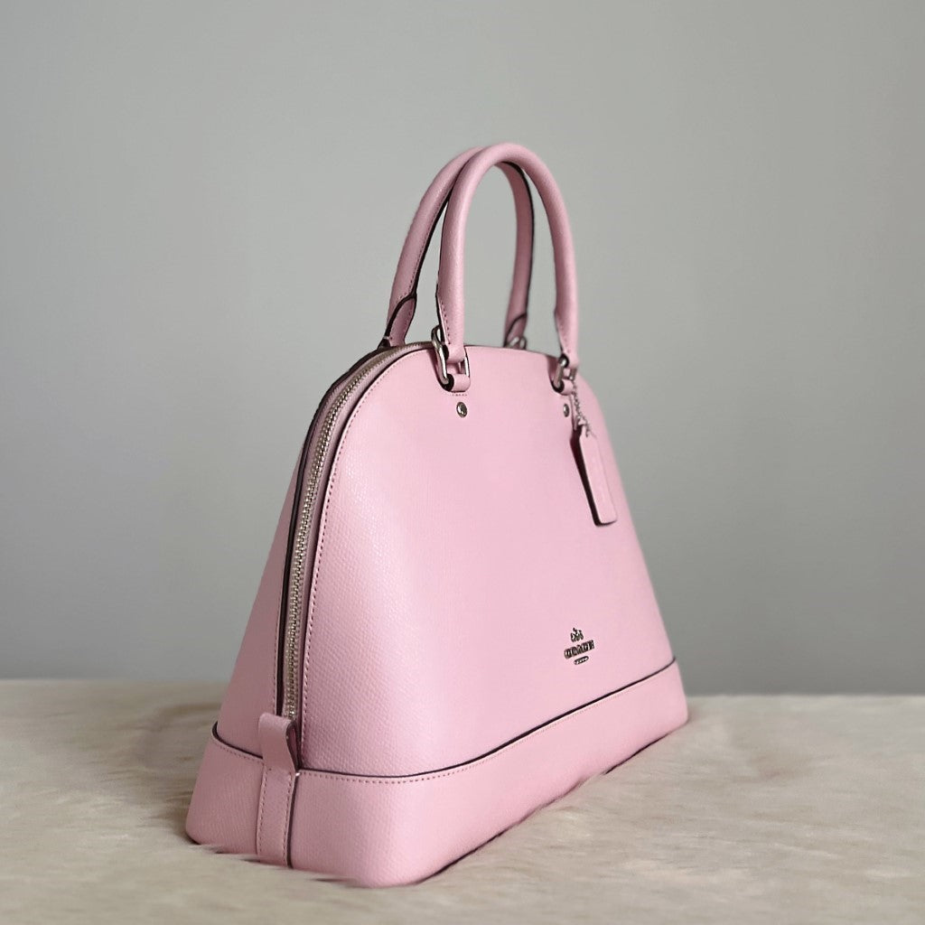 Coach Pink Leather Front Logo Alma 2 Way Shoulder Bag Like New
