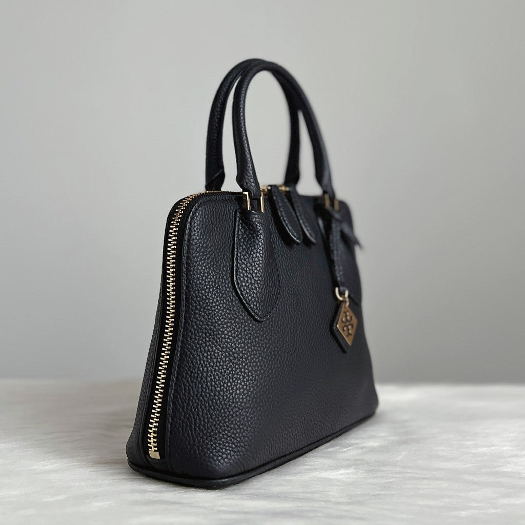 Tory Burch Black Leather Charm Detail Mini 2 Way Shoulder Bag Like New
