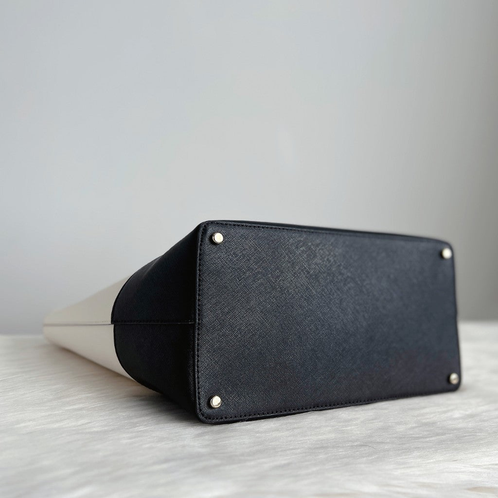 Kate Spade Two Tone Leather Front Logo Carryall Shoulder Bag Excellent