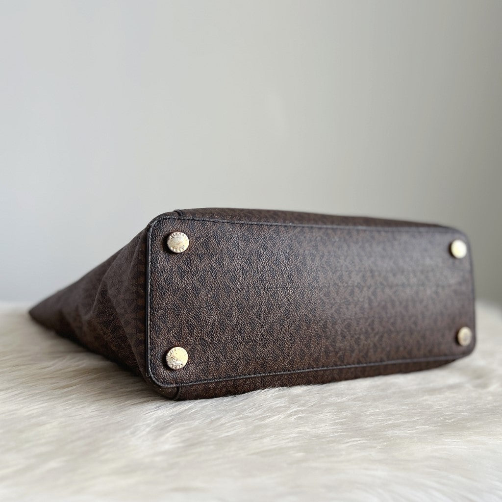 Michael Kors Caramel Leather Monogram Shoulder Bag