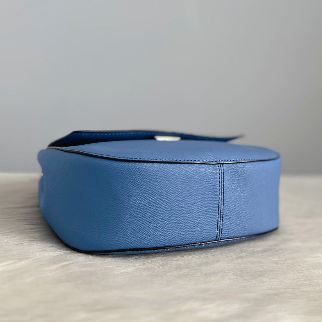 Kate Spade Blue Leather Front Logo Crossbody Shoulder Bag Like New
