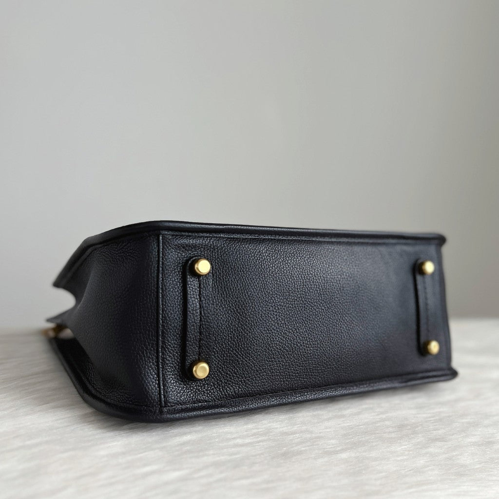 Coach Black Leather Triple Compartment Career 2 Way Shoulder Bag