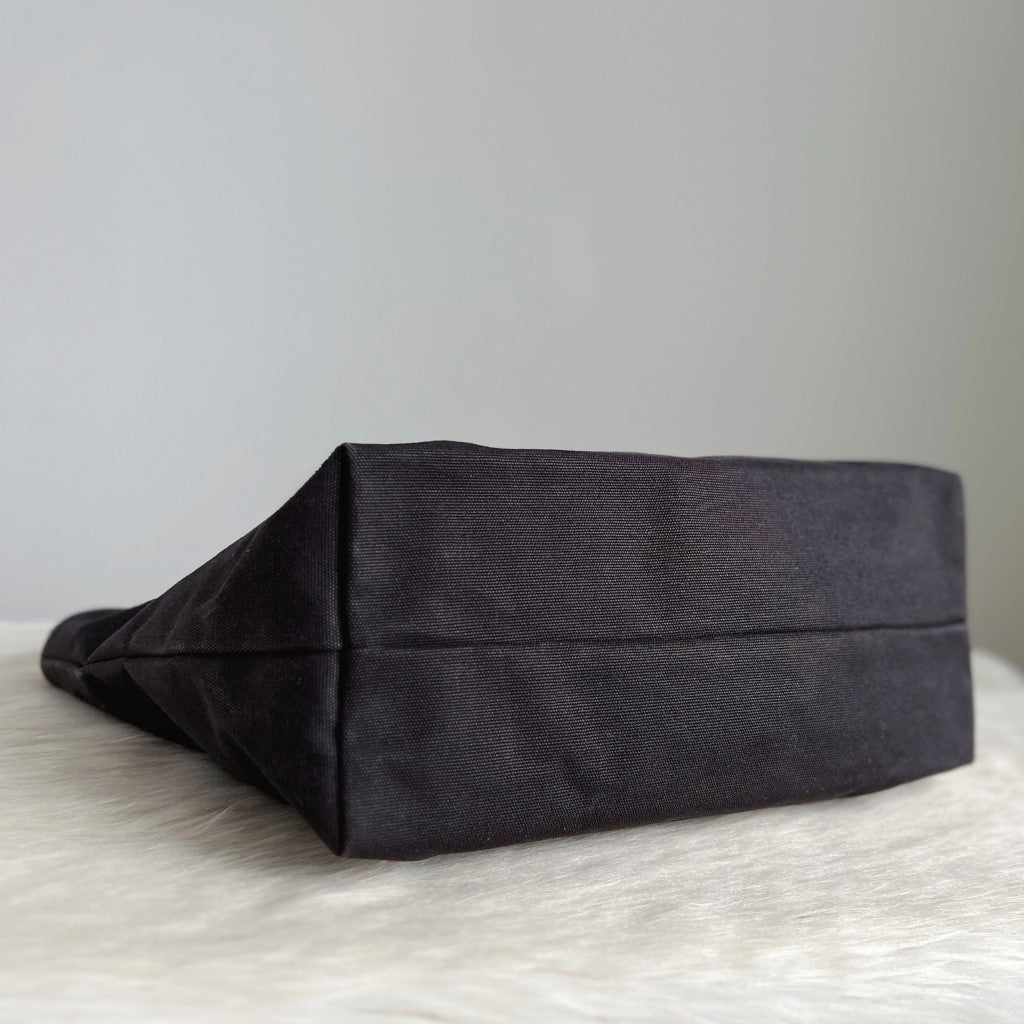 Marc Jacobs Black Canvas Front Pattern Carryall Shoulder Bag