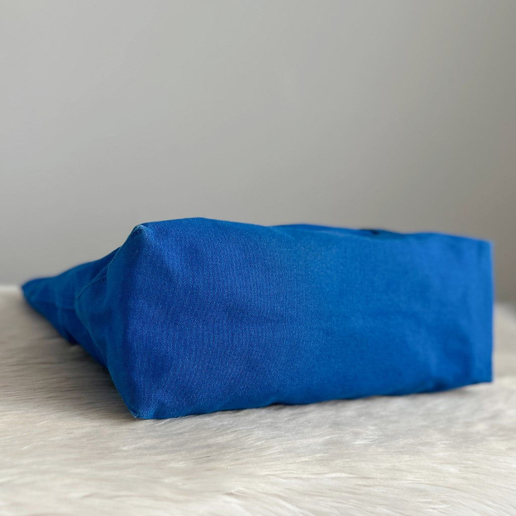Ralph Lauren Blue Canvas Signature Logo Shoulder Bag