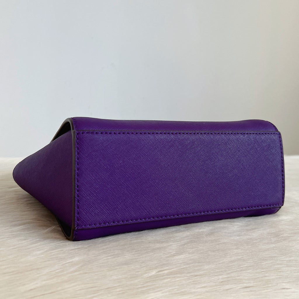 Michael Kors Purple Leather Selma Crossbody Shoulder Bag Excellent