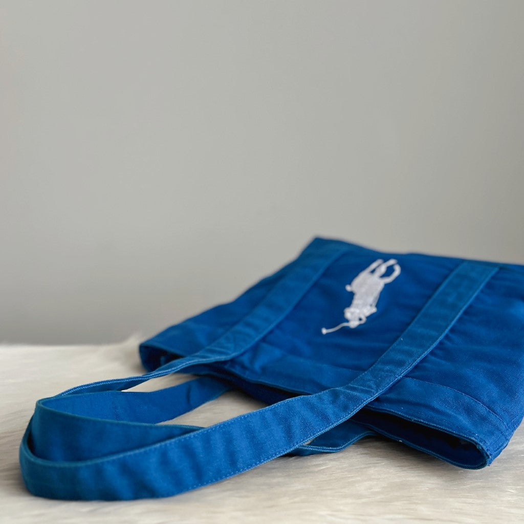 Ralph Lauren Blue Canvas Signature Logo Shoulder Bag