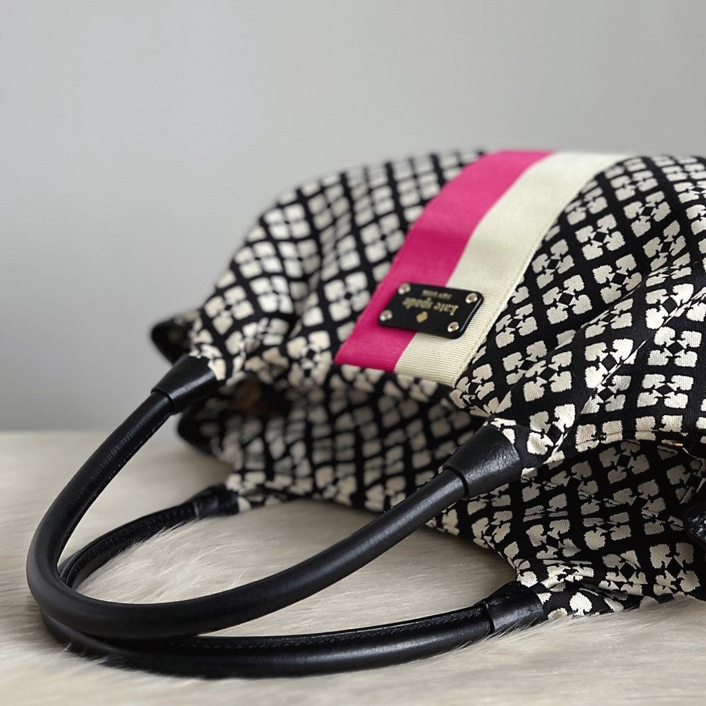 Kate Spade Black Leather Colour Block Carryall Shoulder Bag Excellent
