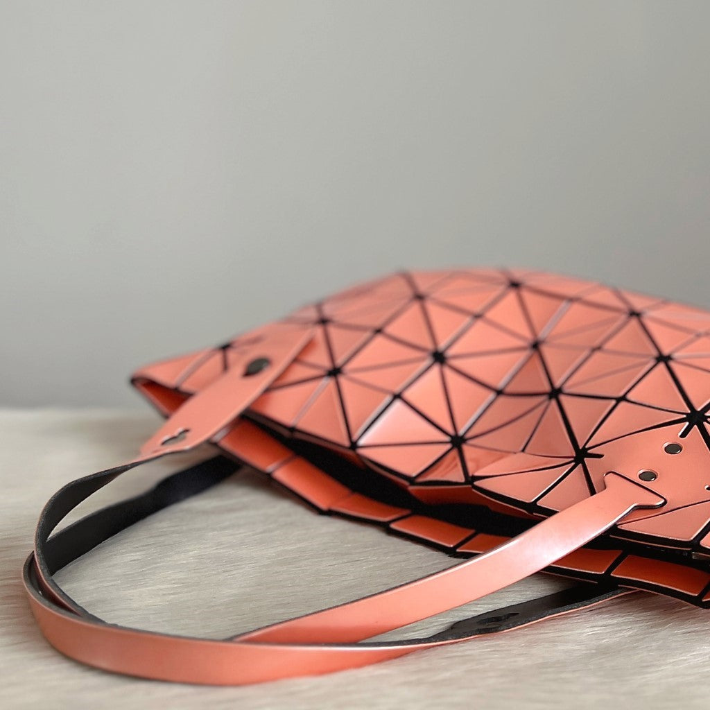 Issey Miyake Metallic Pink Geometric Panels Large Shoulder Bag