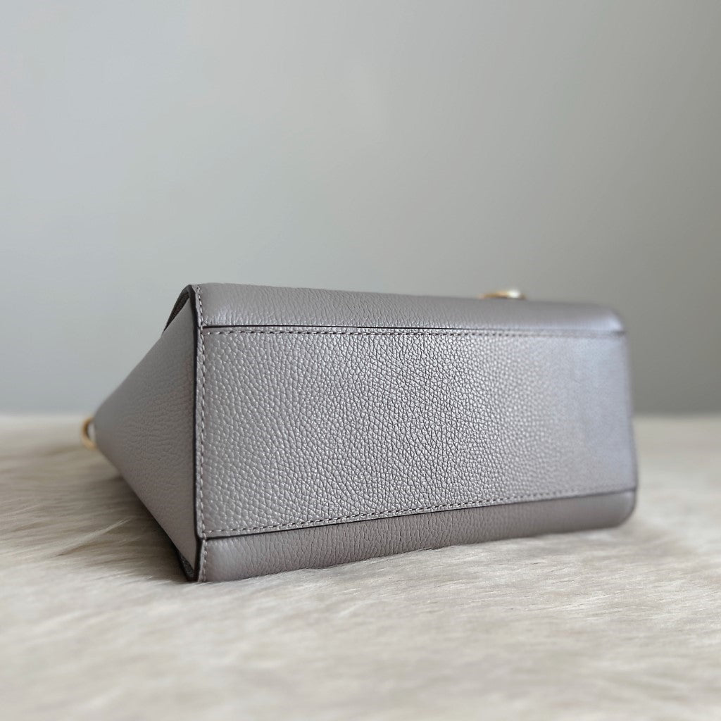 Michael Kors Grey Leather Monogram 2 Way Shoulder Bag 2 in 1 Like New
