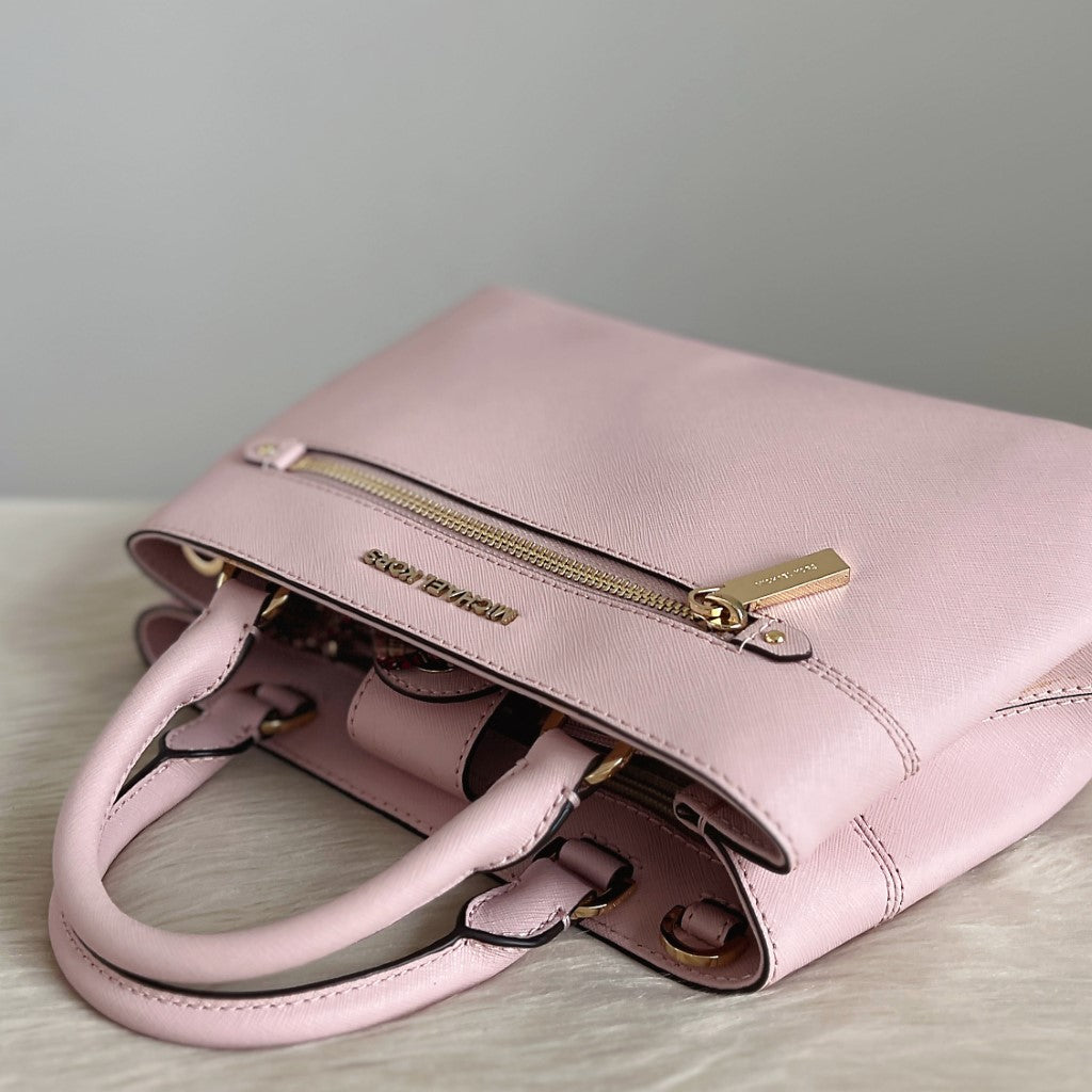 Michael Kors Pink Saffiano Leather Triple Compartment 2 Way Shoulder Bag Excellent