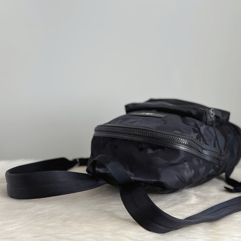 Michael Kors Black Kamo Print Double Compartment Backpack Like New