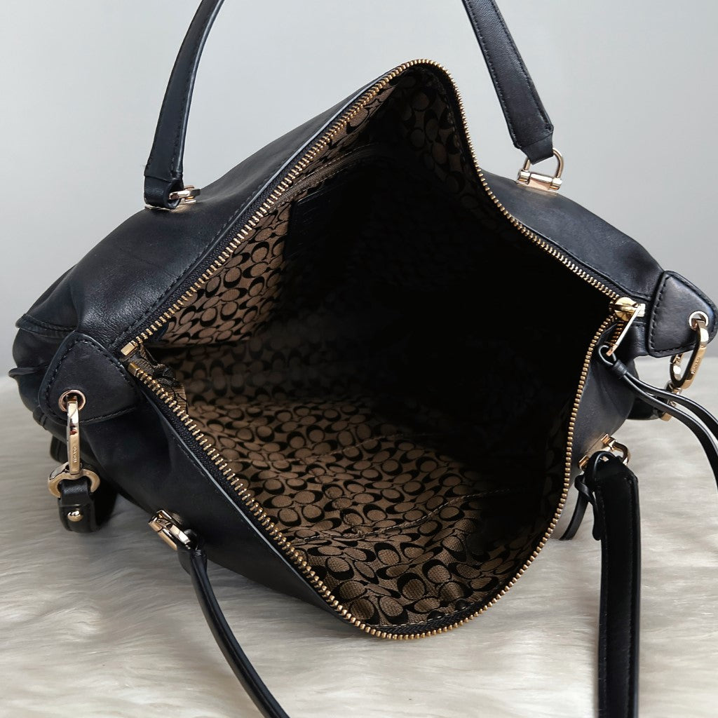 Coach Black Leather Slouchy Career 2 Way Shoulder Bag Excellent