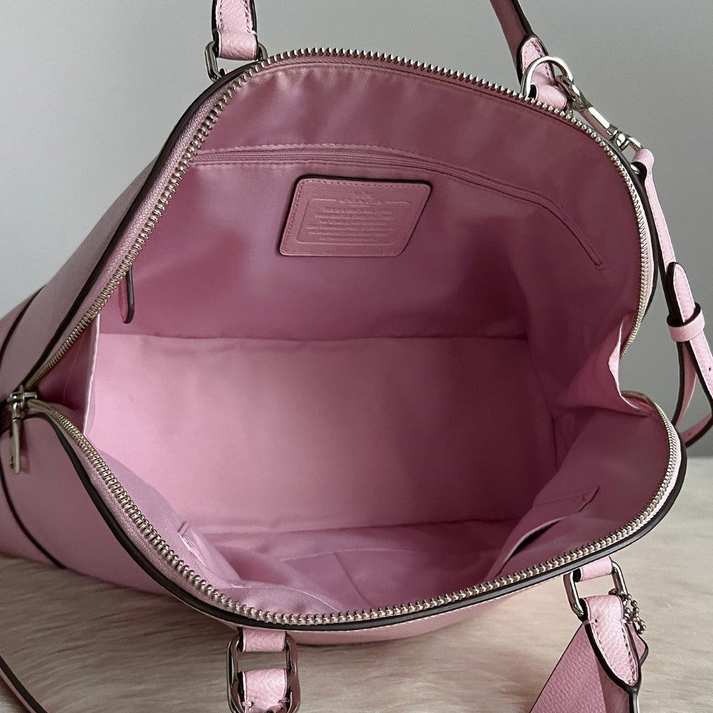 Coach Pink Leather Front Logo Alma 2 Way Shoulder Bag Like New
