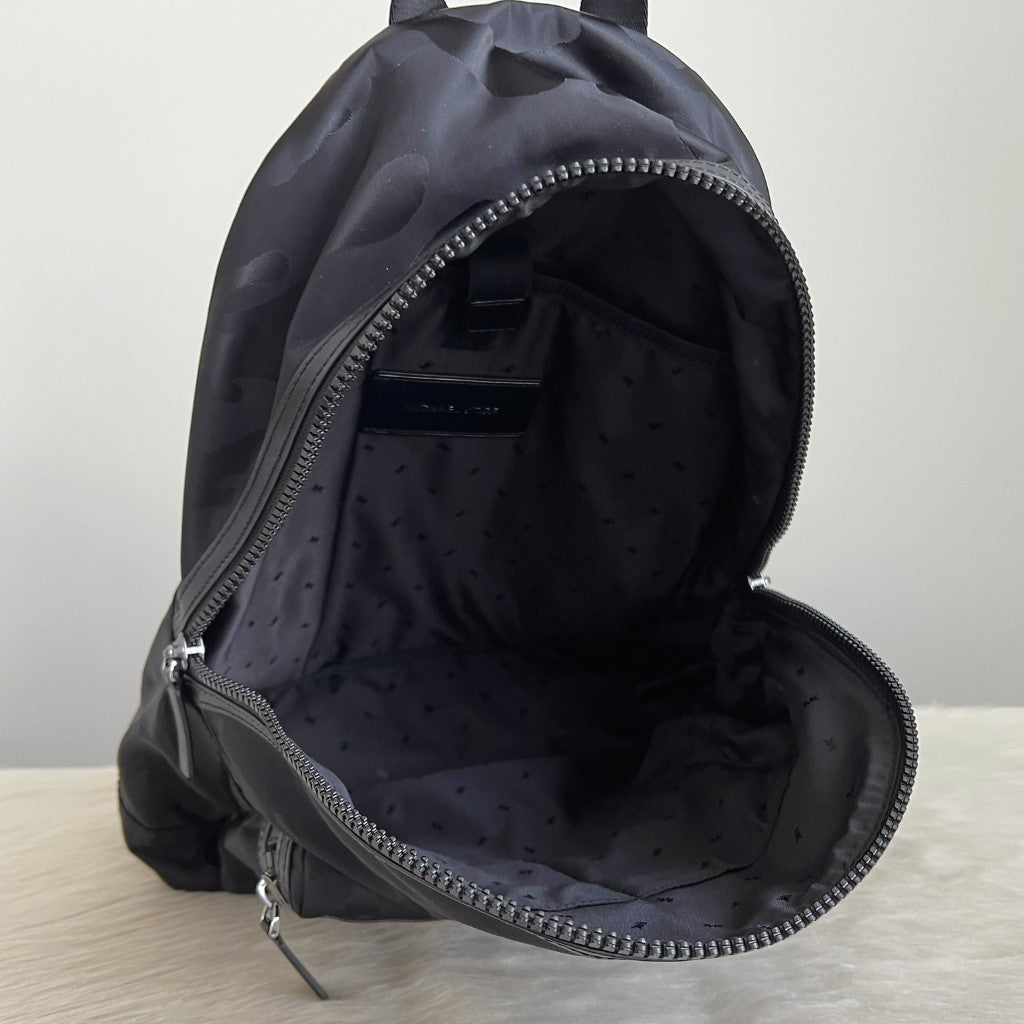 Michael Kors Black Kamo Print Double Compartment Backpack Like New