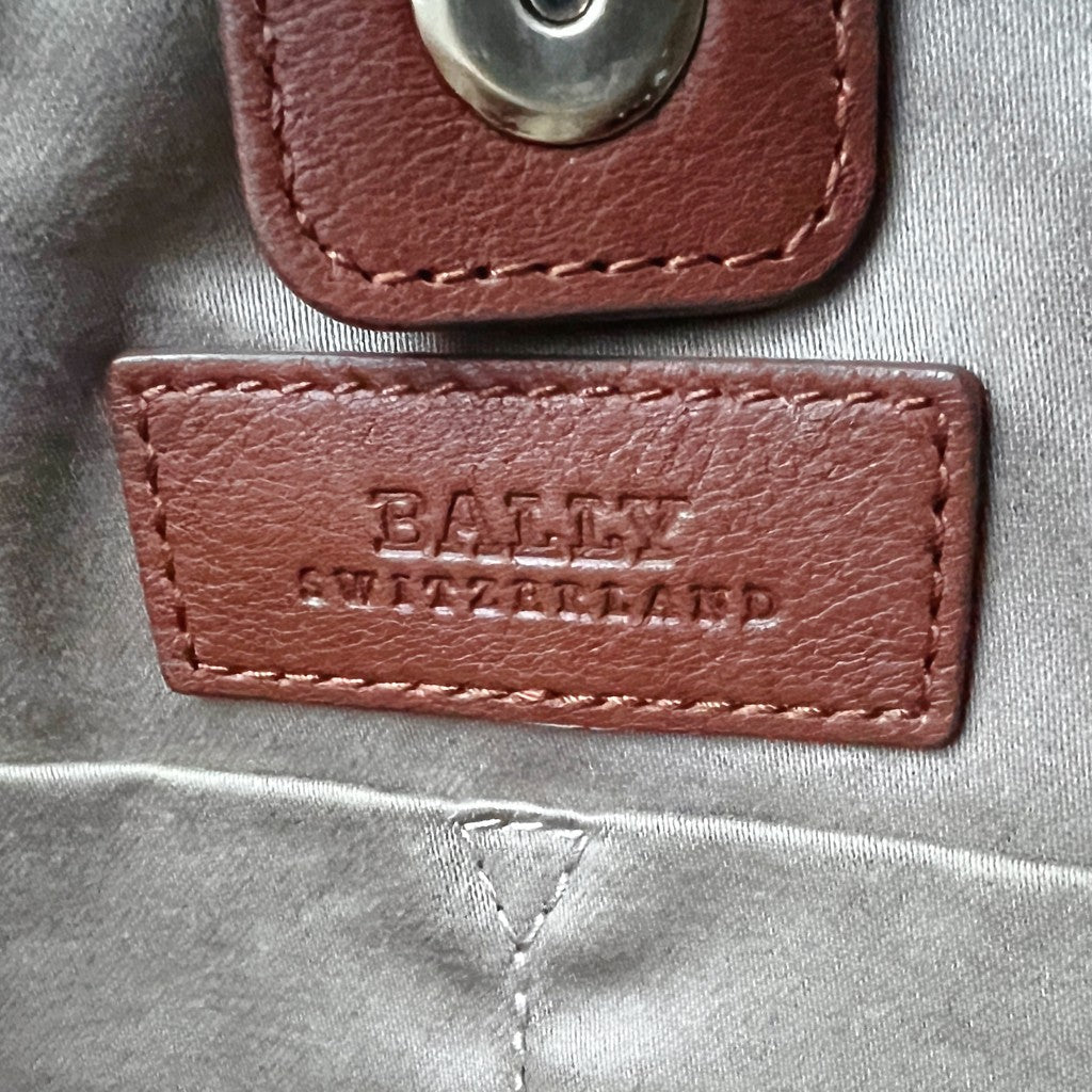 Bally Caramel Leather Front Logo Shopper 2 Way Shoulder Bag Excellent