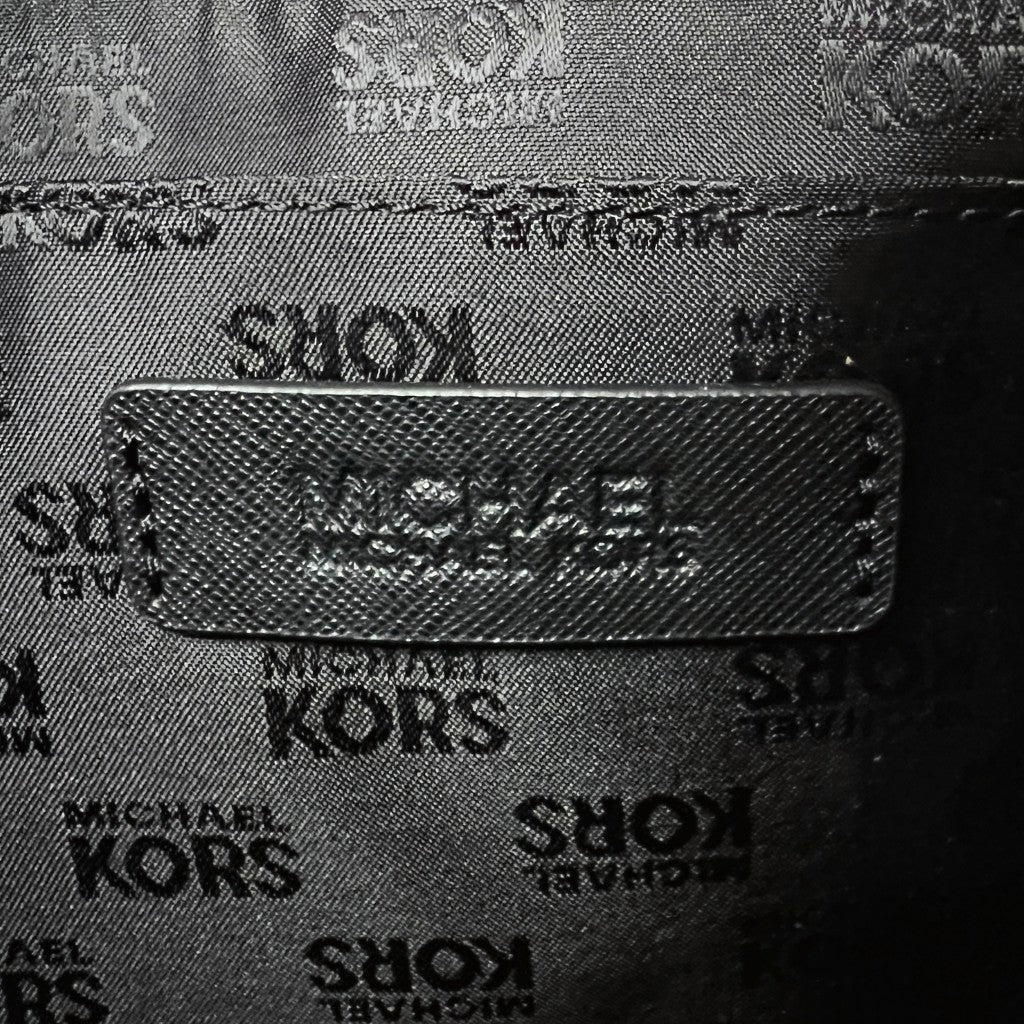 Michael Kors Black Leather Front Logo Career 2 Way Shoulder Bag Like New