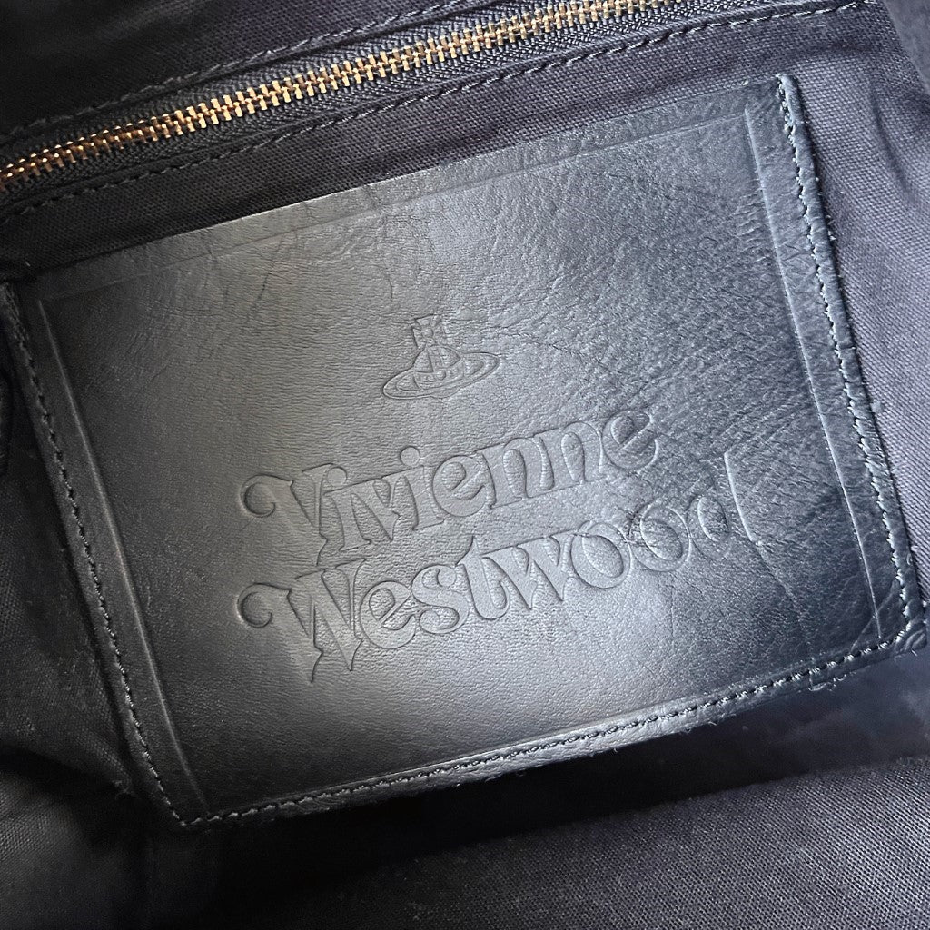 Vivienne Westwood Black Leather Drawstring Bucket Shoulder Bag Excellent