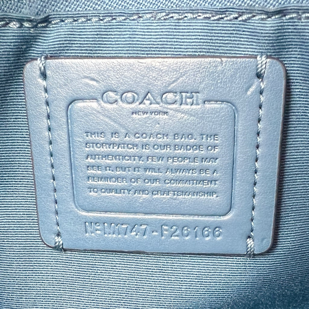 Coach Blue Leather Monogram Patchwork Boston 2 Way Shoulder Bag Like New