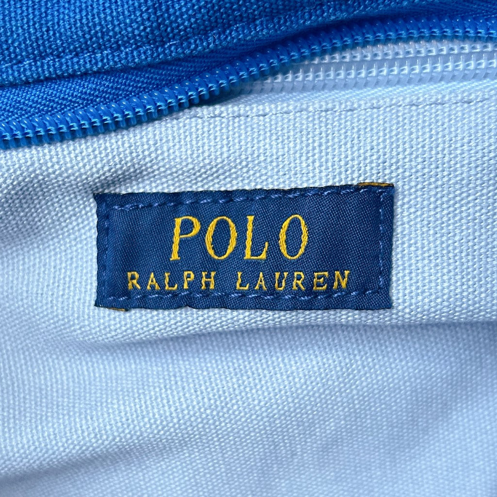 Ralph Lauren Blue Canvas Signature Logo Shoulder Bag