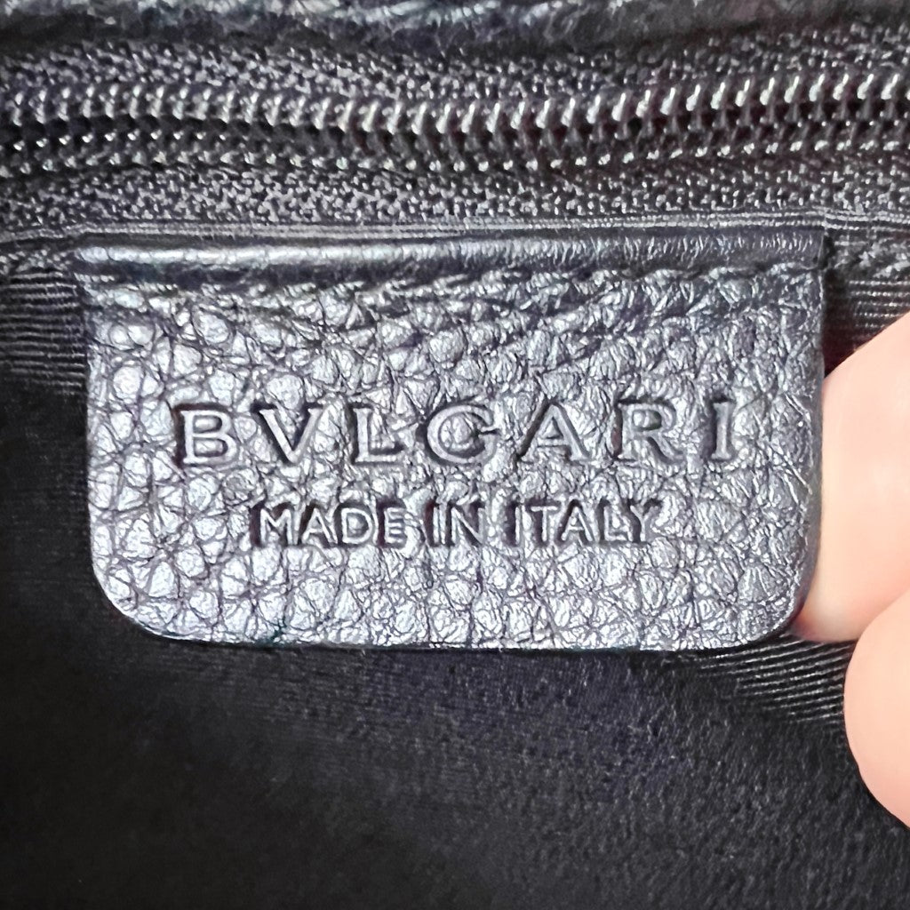 Bvlgari Black Leather Monogram Becky 2 Way Shoulder Bag Excellent