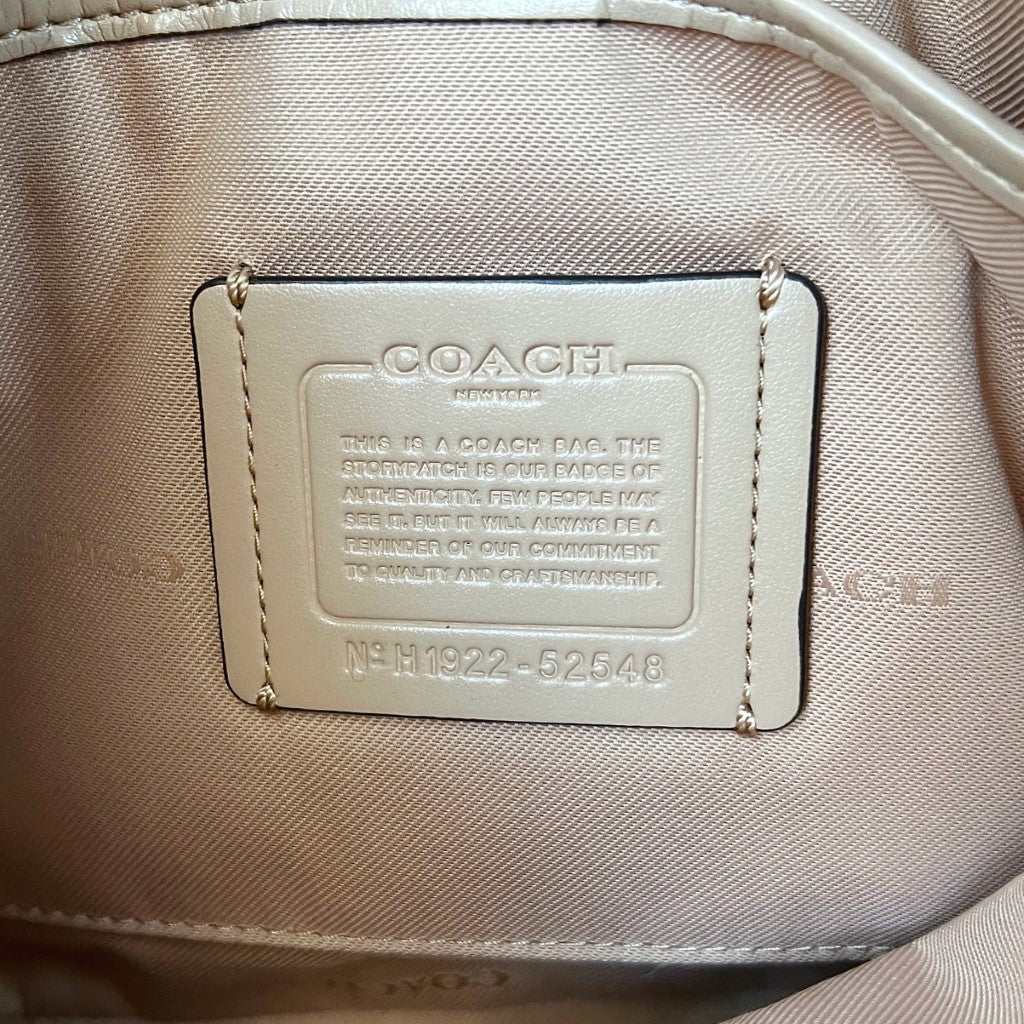 Coach Beige Leather Tassel Charm Slouchy 2 Way Shoulder Bag New with Box