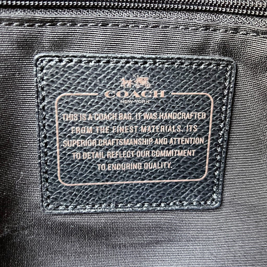 Coach Black Leather Monogram Carryall Shoulder Bag Excellent