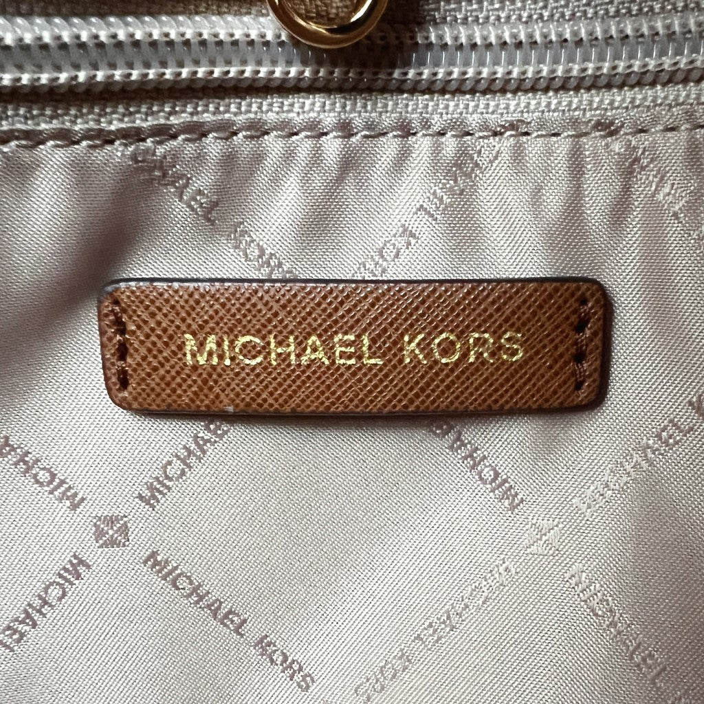 Michael Kors Caramel Leather Monogram MK Charm Shoulder Bag New with Tags