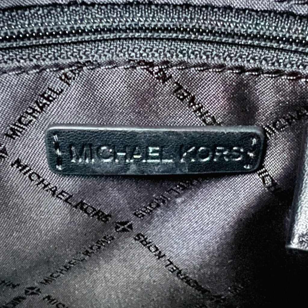 Michael Kors Black Leather Front Logo Book Tote 2 Way Shoulder Bag New with Tags