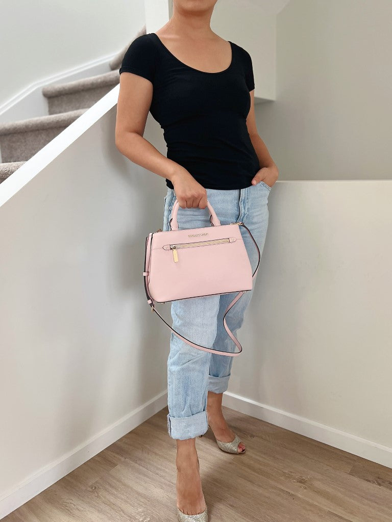 Michael Kors Pink Saffiano Leather Triple Compartment 2 Way Shoulder Bag Excellent